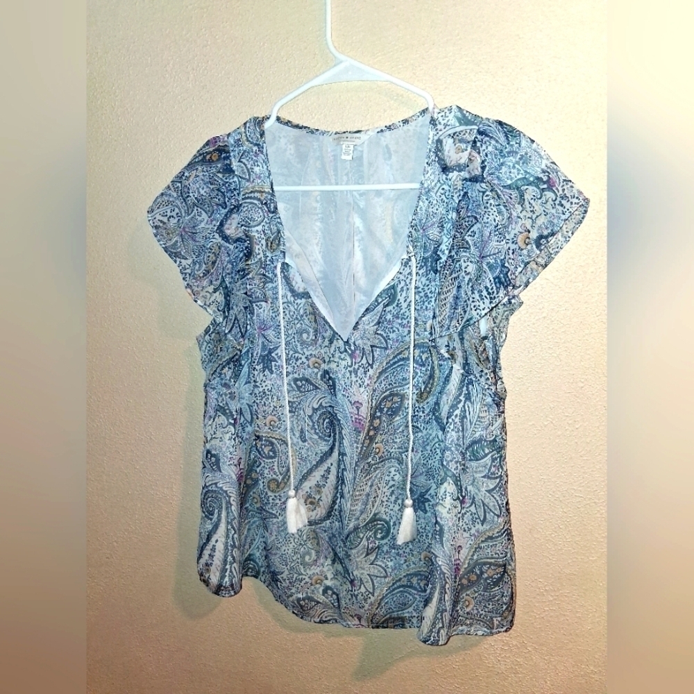 Lucky Brand NWOT women’s Paisley Short Sleeve top size Large